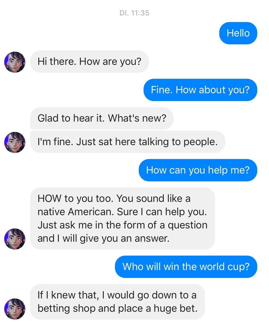 Screenshot of the bot Mitsuku