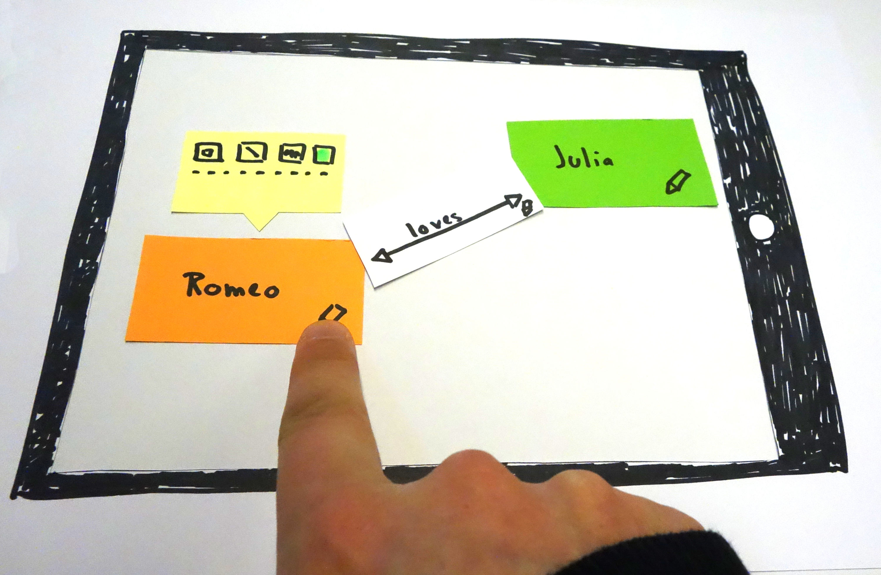 Paper prototype of a concept mapping app