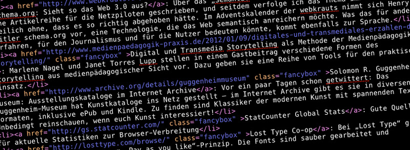 Screenshot aus dem HTML meiner Seite