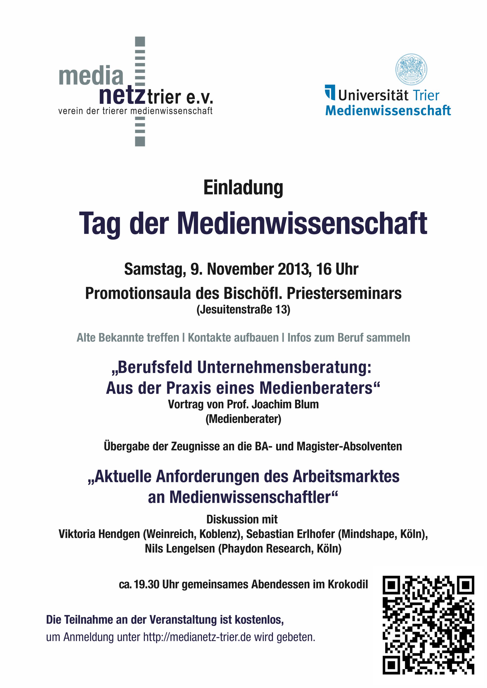 Plakat des Tags der Medienwissenschaft 2013