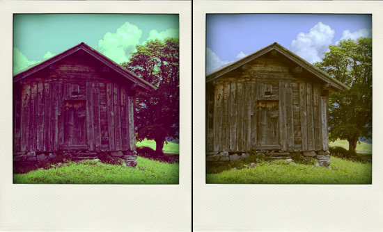 two images, developed with Poladroid